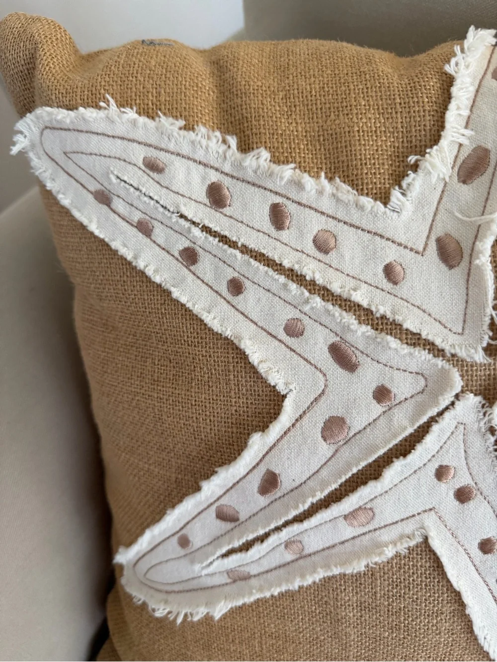 Beach Starfish Throw Pillow Zipper Back Burlap